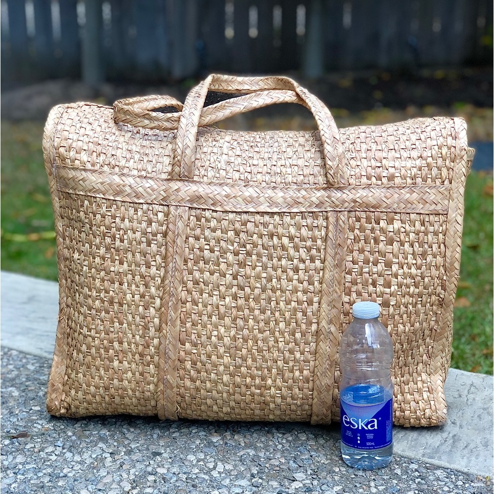BOHO EMBROIDERED MEXICAN STAW TOTE BAG / Weekend/Picnic/Beach/Travel Bag - Picture 3 of 16